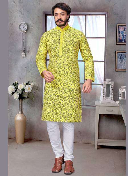 Yellow Colour Outluk Vol 23 Stylish Latest Fancy Designer Party And Function Wear Traditional Jacquard Silk Printed Kurta Churidar Pajama Redymade Collection 23007